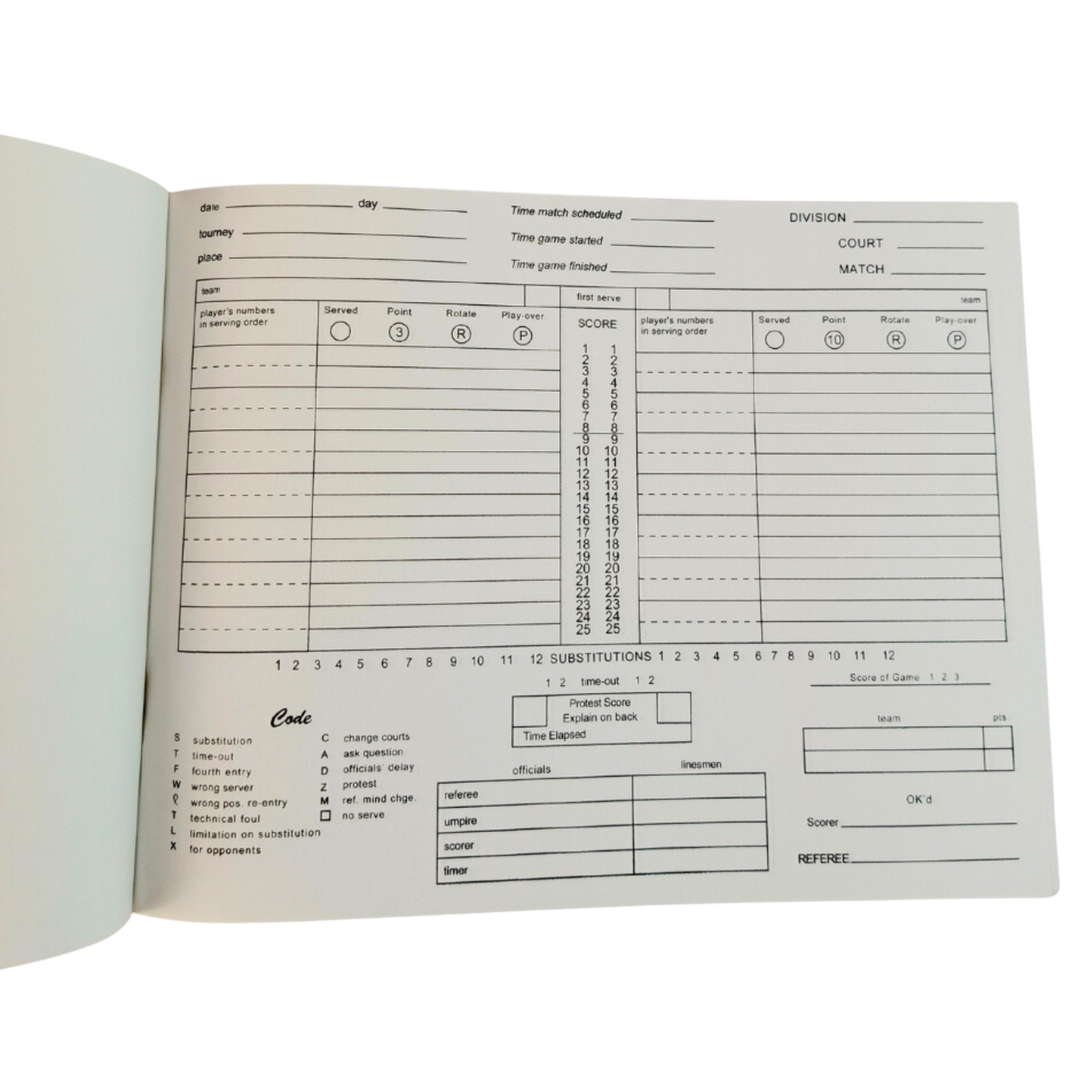 Pro Sport Volleyball Scorebook - Image 3