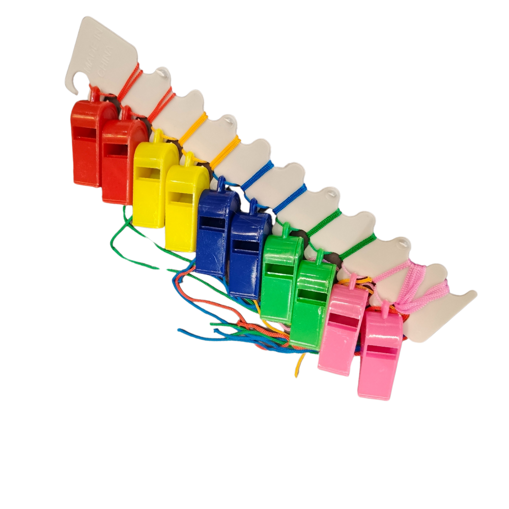Pro Sport Plastic Whistle with Lanyard 10 pcs