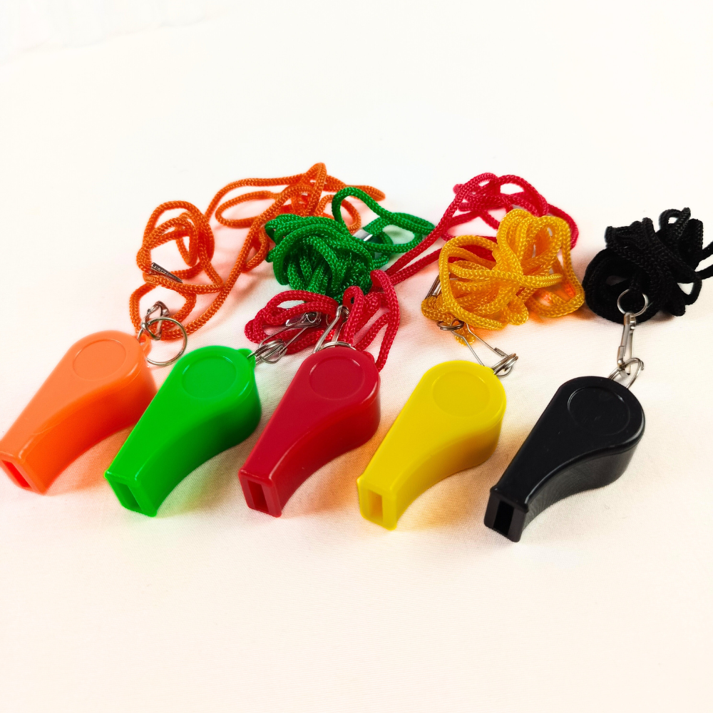 Pro Sport Plastic Whistle with Lanyard 10 pcs - Image 2