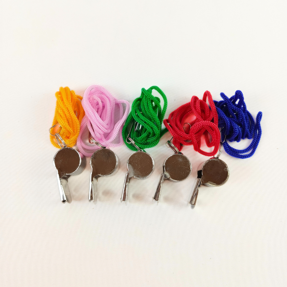 Pro Sport Metal Whistle with Lanyard 10 pcs