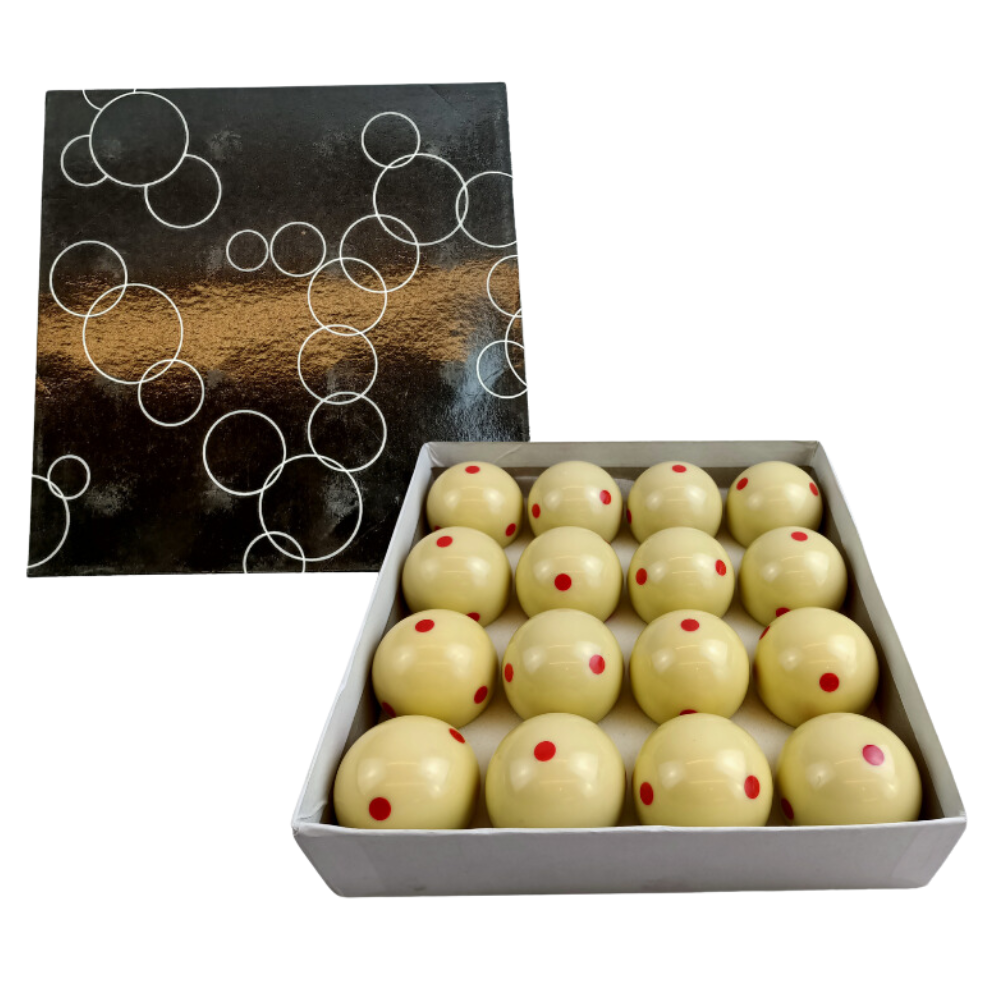 Maxpro Billiard Cue Ball with Red Dots 2 1/4 Inches 16 pcs