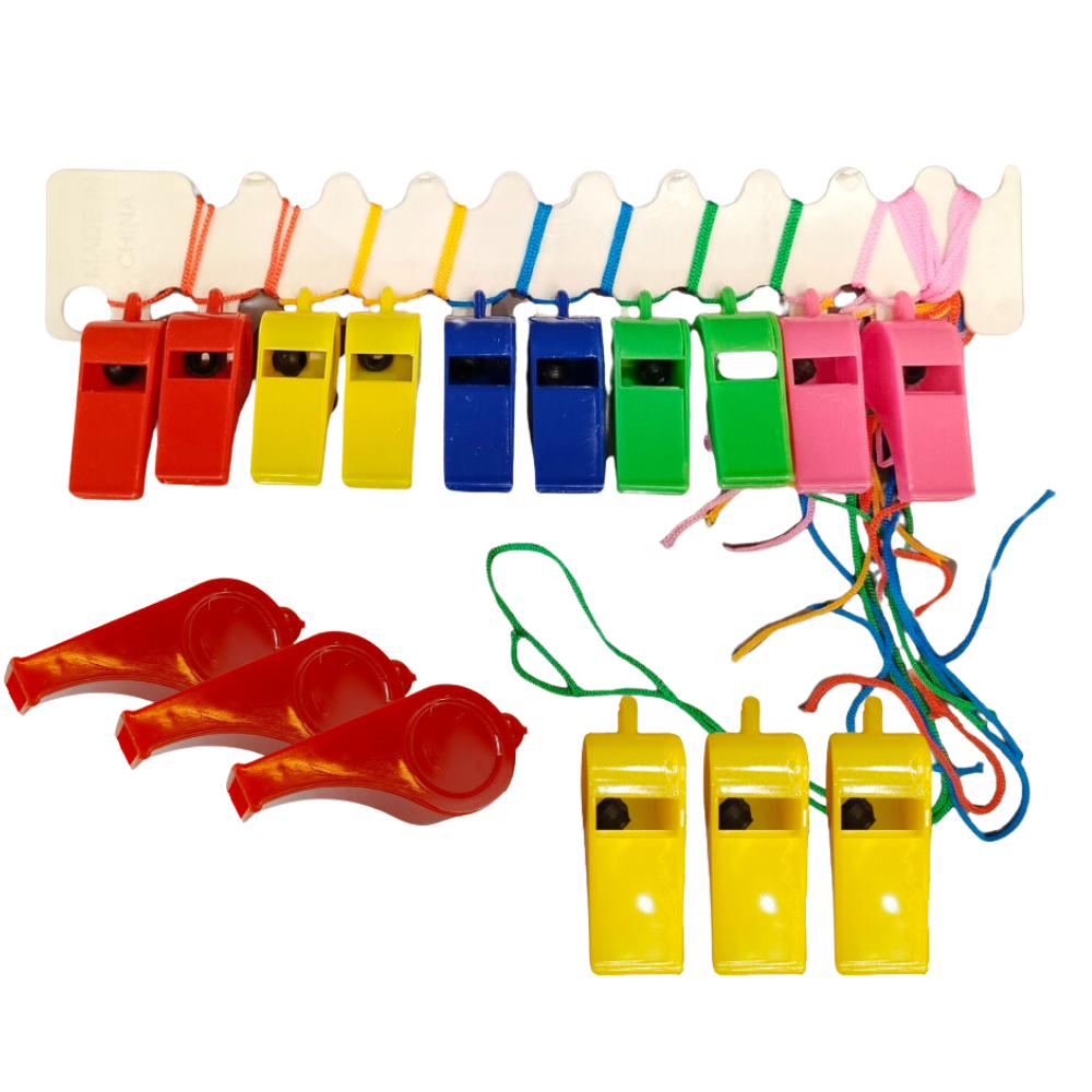 Pro Sport Plastic Whistle with Lanyard 10 pcs