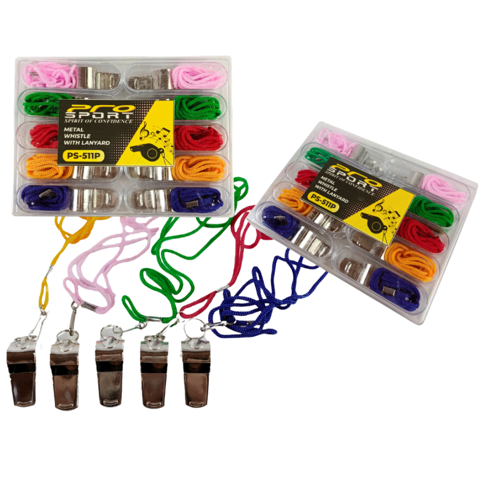 Pro Sport Metal Whistle with Lanyard 10 pcs