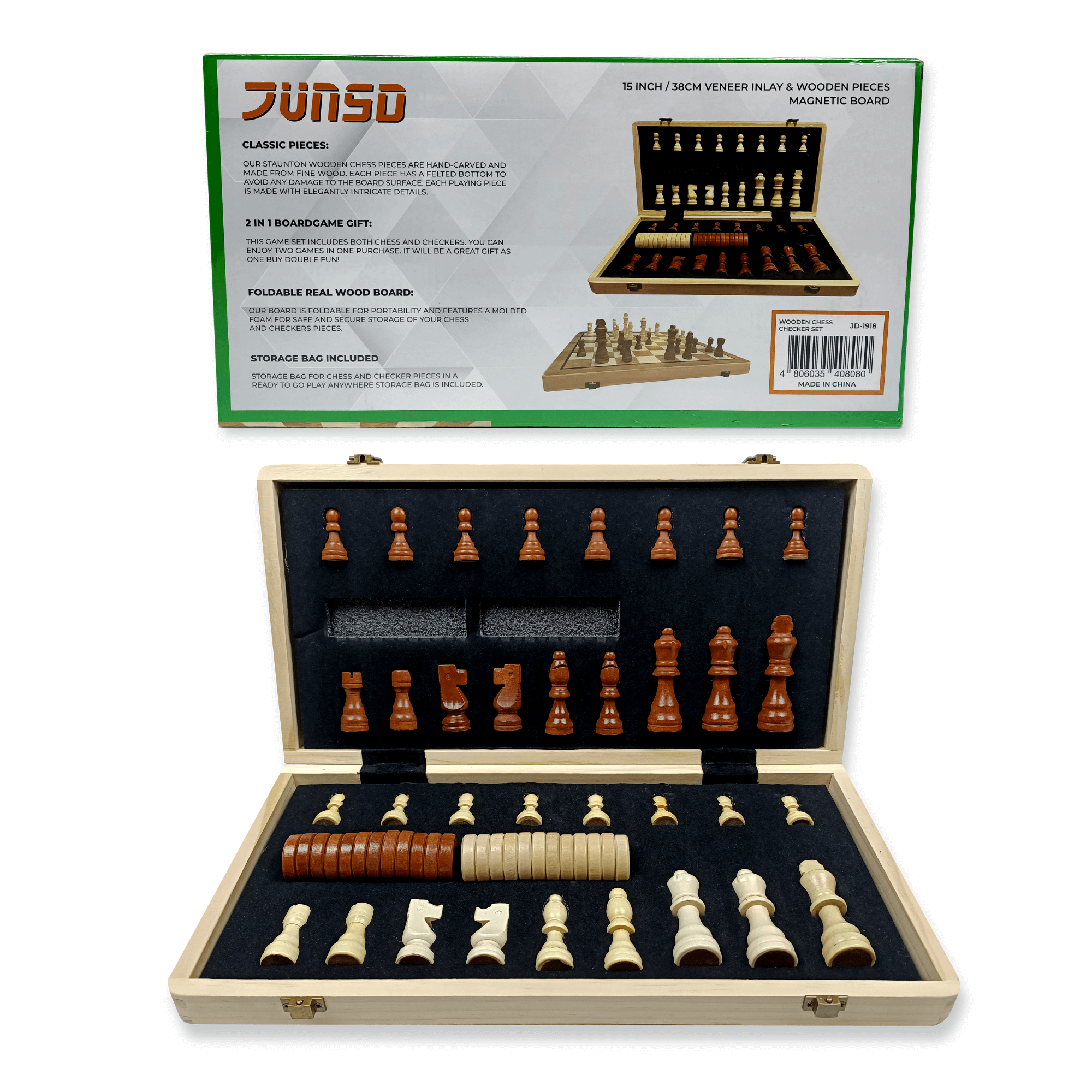JUNSD WOODEN MAGNETIC CHESS SET